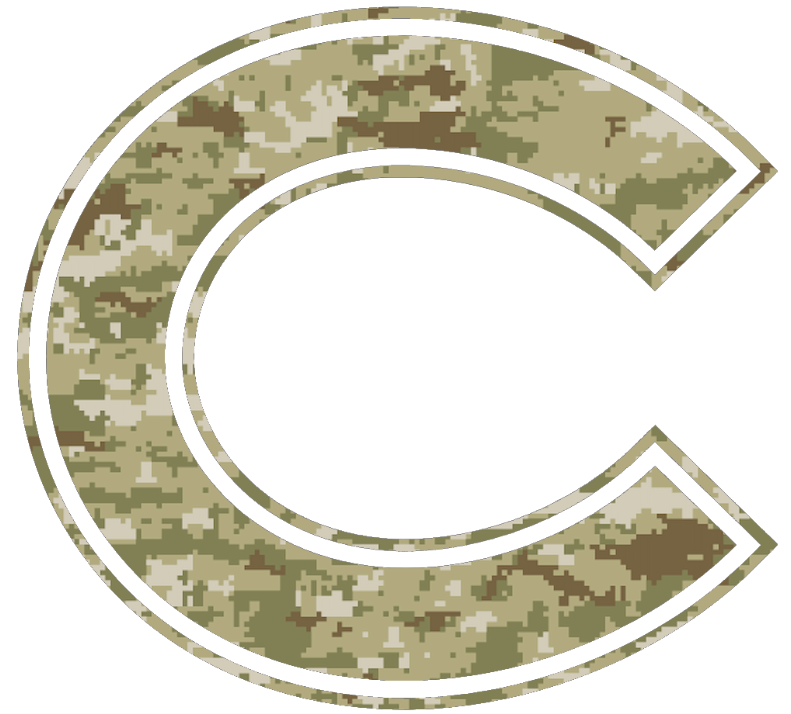 Colgate Raiders Team Logo Salute to Service Camouflage Camo Vinyl Decal PICK SIZE