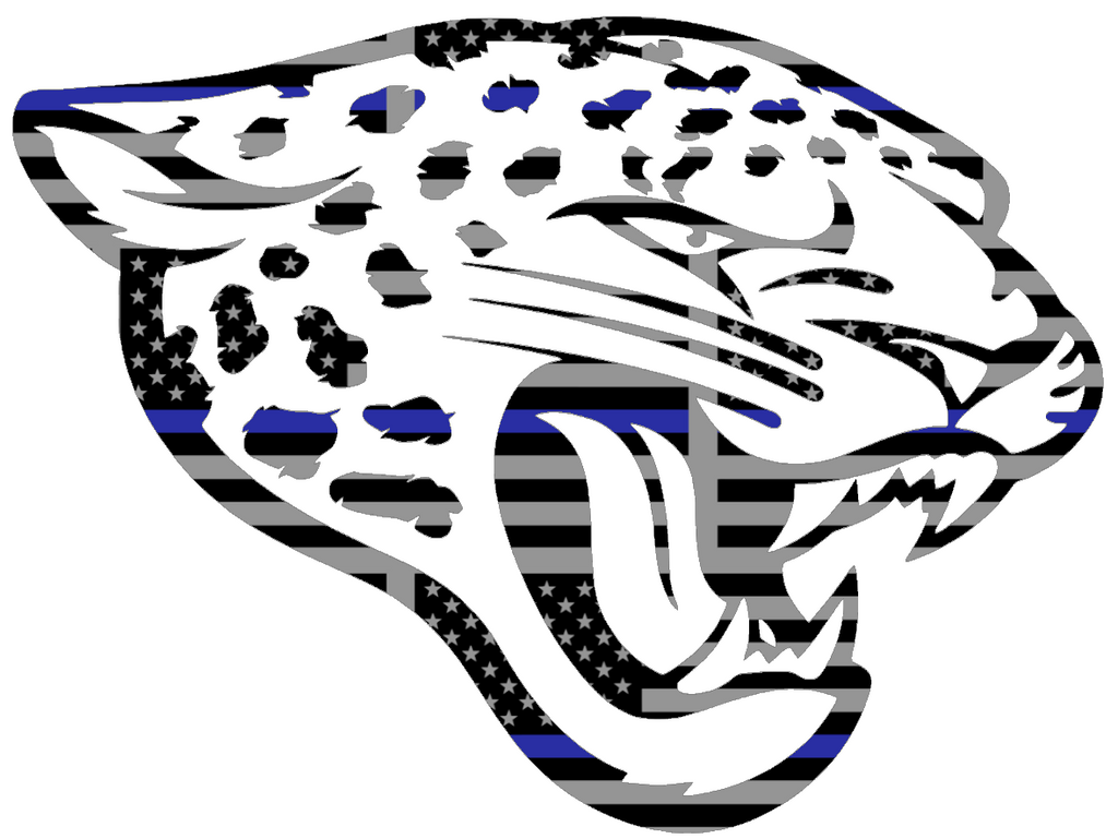Jacksonville Jaguars Thin Blue Line Team Logo American Flag Premium DieCut Vinyl Decal PICK SIZE