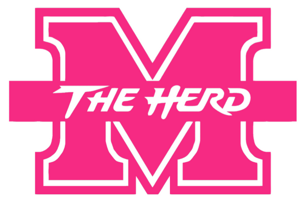 Marshall Thundering Herd HOT PINK Team Logo Premium DieCut Vinyl Decal PICK SIZE