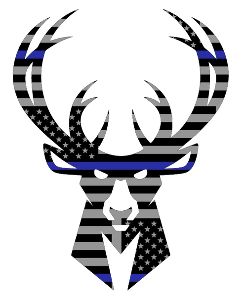 Milwaukee Bucks Team Logo Thin Blue Line American Flag Vinyl Decal â SportsJewelryProShop