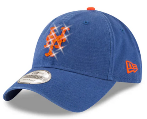 New York Mets Swarovski Crystal Bling Womens New Era Adjustable Hat Blue
