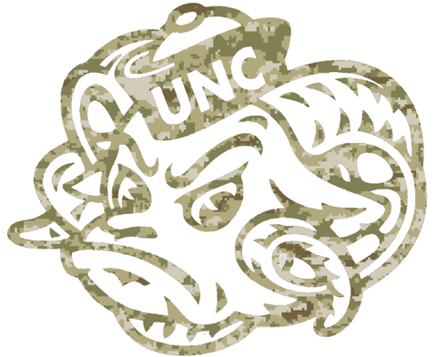 North Carolina Tar Heels Rameses Mascot Logo Salute to Service Camouflage Camo Vinyl Decal PICK SIZE