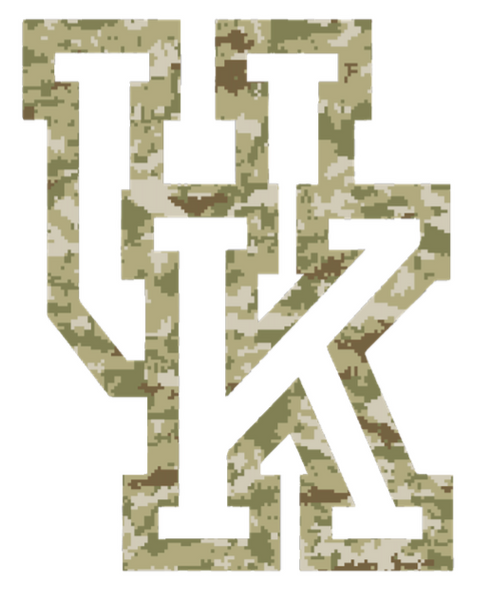 Kentucky Wildcats Retro Throwback UK Logo Salute to Service Camouflage Camo Vinyl Decal PICK SIZE