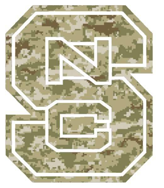 North Carolina NC State Wolfpack Team Logo Salute to Service Camouflage Camo Vinyl Decal PICK SIZE