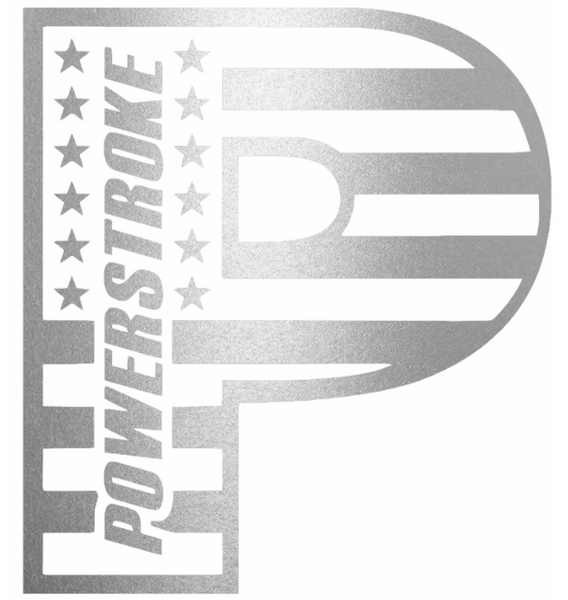 Powerstroke Diesel Stars & Stripes Truck METALLIC SILVER Vinyl Decal