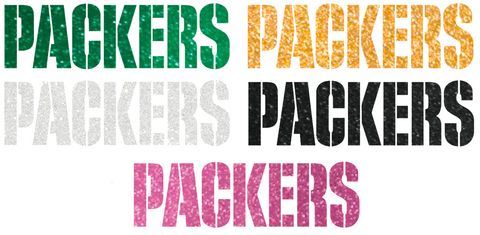 Green Bay Packers Metallic Sparkle Team Name Logo Premium DieCut Vinyl Decal PICK COLOR & SIZE