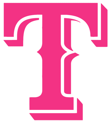 Texas Rangers Hot Pink Team Logo Premium DieCut Vinyl Decal PICK SIZE