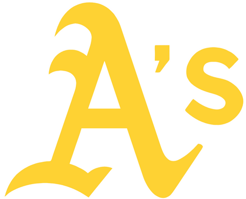Oakland Athletics Yellow Childhood Cancer Awareness Team Logo Vinyl Decal PICK SIZE