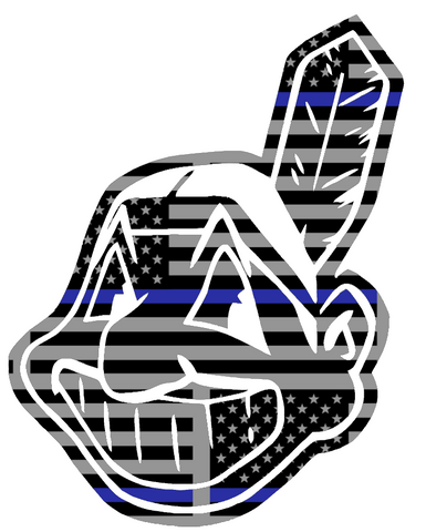 Cleveland Indians Thin Blue Line Team Logo American Flag Premium DieCut Vinyl Decal PICK SIZE