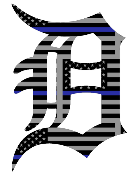 Detroit Tigers Thin Blue Line Team Logo American Flag Premium DieCut Vinyl Decal PICK SIZE