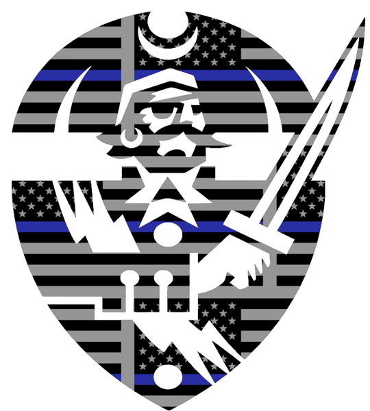 Hampton Pirates Team Logo Thin Blue Line American Flag Vinyl Decal