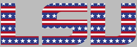 LSU Tigers Team Name Logo Stars & Stripes USA American Flag Vinyl Decal PICK SIZE