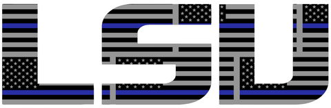 LSU Tigers Team Name Logo Thin Blue Line American Flag Premium DieCut Vinyl Decal PICK SIZE