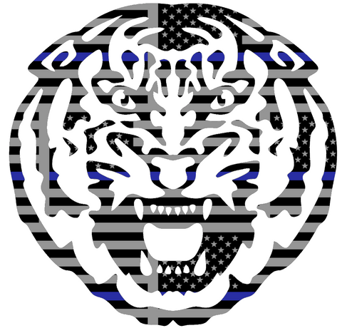 LSU Tigers Team Logo Thin Blue Line American Flag Premium DieCut Vinyl Decal PICK SIZE