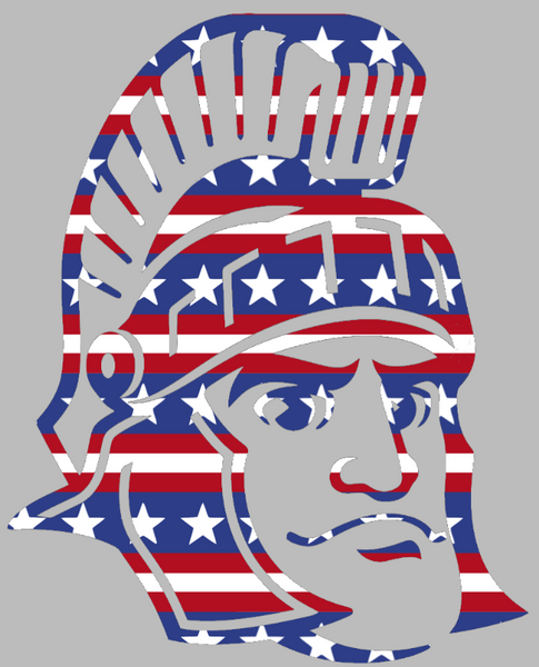 Michigan State Spartans Mascot Logo Stars & Stripes USA American Flag Vinyl Decal PICK SIZE