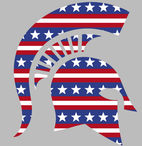 Michigan State Spartans Alternate Logo Stars & Stripes USA American Flag Vinyl Decal PICK SIZE