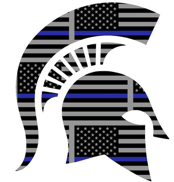 Michigan State Spartans Alternate Logo Thin Blue Line American Flag Premium DieCut Vinyl Decal PICK SIZE
