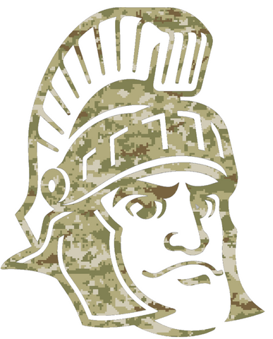 Michigan State Spartans Mascot Logo Salute to Service Camouflage Camo Vinyl Decal PICK SIZE