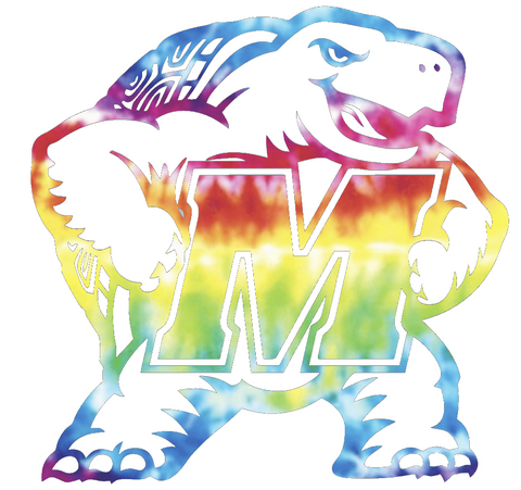 Maryland Terrapins Mascot Logo Crucial Catch Cancer Tie Dye Vinyl Decal PICK SIZE