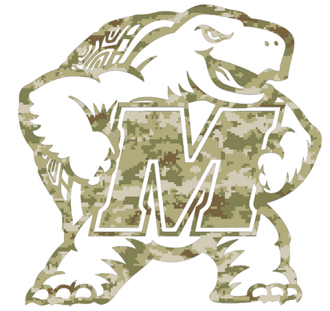 Maryland Terrapins Mascot Logo Salute to Service Camouflage Camo Vinyl Decal PICK SIZE