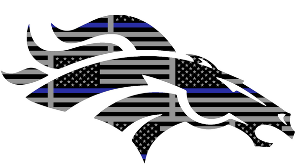 Denver Broncos Thin Blue Line Alternate Logo American Flag Premium DieCut Vinyl Decal PICK SIZE