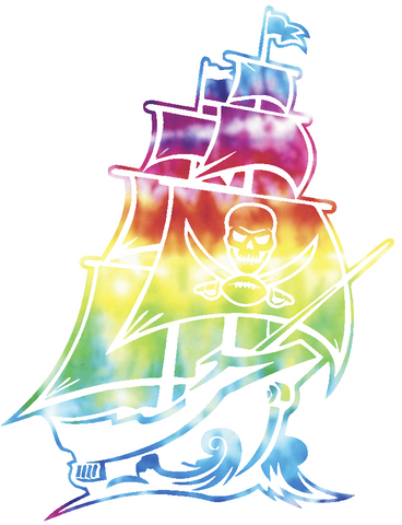 Tampa Bay Buccaneers Crucial Catch Cancer Pirate Ship Logo Tie Dye Vinyl Decal PICK SIZE