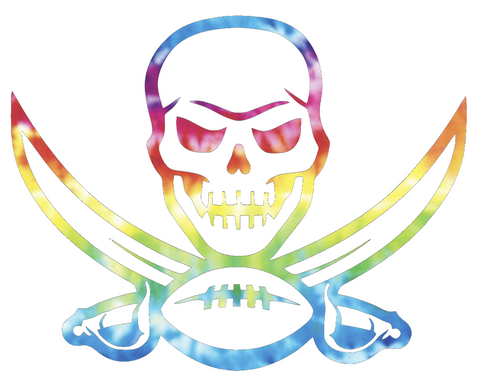 Tampa Bay Buccaneers Crucial Catch Cancer Alternate Logo Tie Dye Vinyl Decal PICK SIZE