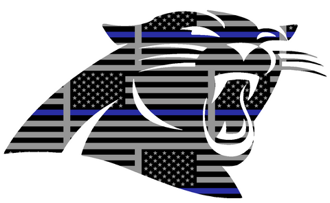 Carolina Panthers Thin Blue Line Team Logo American Flag Premium DieCut Vinyl Decal PICK SIZE