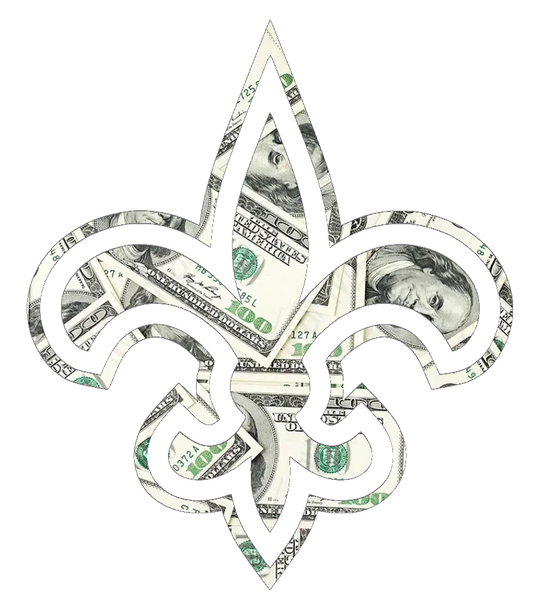 New Orleans Saints Money Print Alternate Logo Premium DieCut Vinyl Decal PICK SIZE
