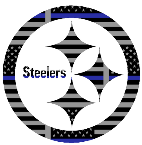 Pittsburgh Steelers Thin Blue Line Team Logo American Flag Premium DieCut Vinyl Decal PICK SIZE