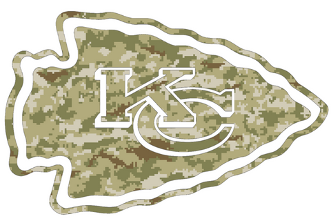 Kansas City Chiefs Salute to Service Team Logo Camouflage Camo Vinyl Decal PICK SIZE