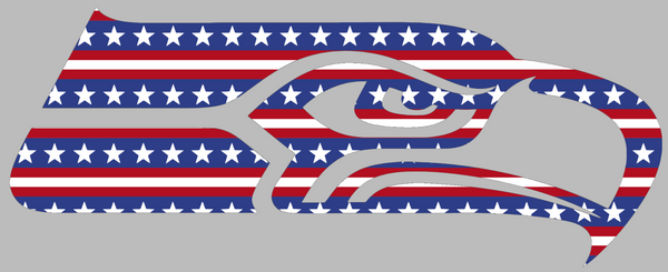 Seattle Seahawks Stars & Stripes Team Logo USA American Flag Vinyl Decal PICK SIZE