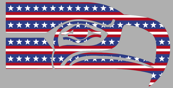 Seattle Seahawks Stars & Stripes Retro Throwback Logo USA American Flag Vinyl Decal PICK SIZE