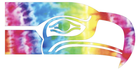 Seattle Seahawks Crucial Catch Cancer Retro Throwback Logo Tie Dye Vinyl Decal PICK SIZE
