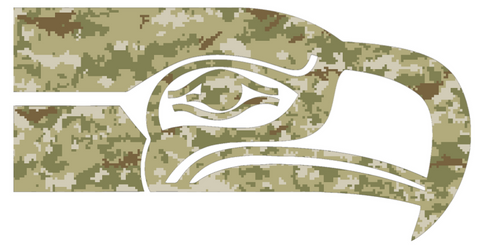 Seattle Seahawks Salute to Service Retro Throwback Logo Camouflage Camo Vinyl Decal PICK SIZE