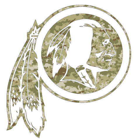 Washington Redskins Salute to Service Retro Throwback Logo Camouflage Camo Vinyl Decal PICK SIZE