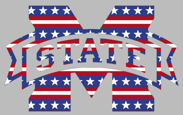 Mississippi State Bulldogs Retro Throwback Logo Stars & Stripes USA American Flag Vinyl Decal PICK SIZE