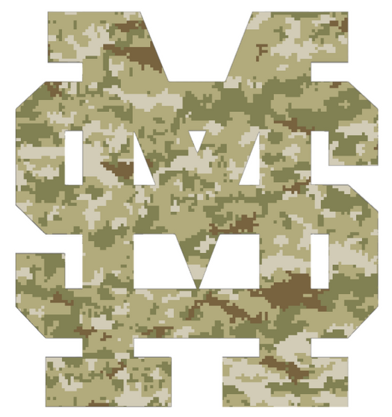 Mississippi State Bulldogs MS Logo Salute to Service Camouflage Camo Vinyl Decal PICK SIZE