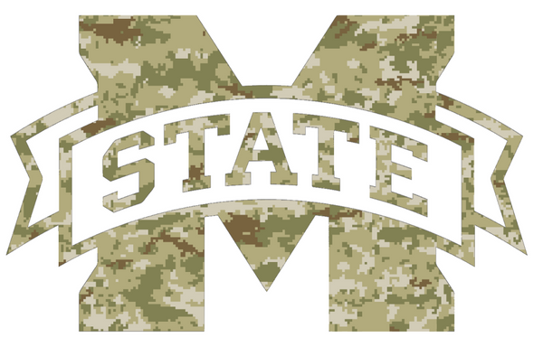 Mississippi State Bulldogs Retro Throwback Logo Salute to Service Camouflage Camo Vinyl Decal PICK SIZE