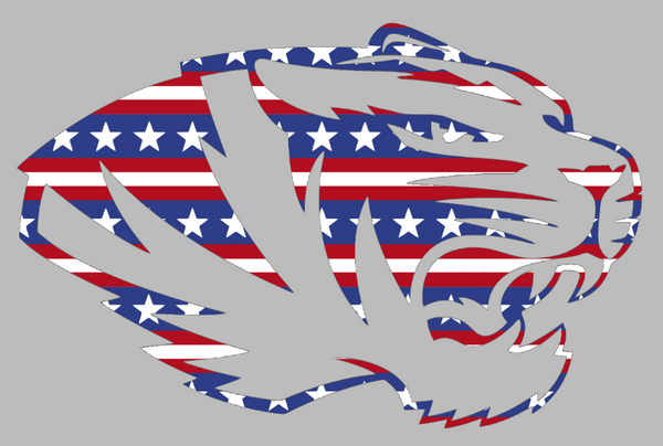 Missouri Tigers Alternate Logo Stars & Stripes USA American Flag Vinyl Decal PICK SIZE