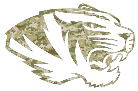 Missouri Tigers Alternate Logo Salute to Service Camouflage Camo Vinyl Decal PICK SIZE