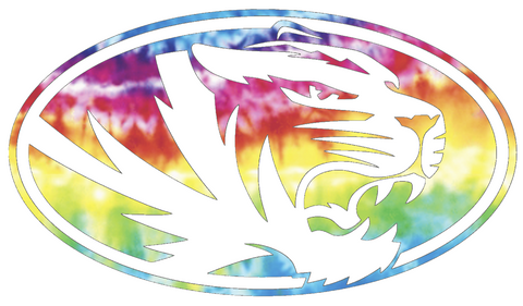 Missouri Tigers Alternate Logo Crucial Catch Cancer Tie Dye Vinyl Decal PICK SIZE