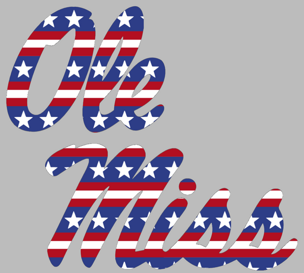 Ole Miss Mississippi Rebels Team Logo Stars & Stripes USA American Flag Vinyl Decal PICK SIZE