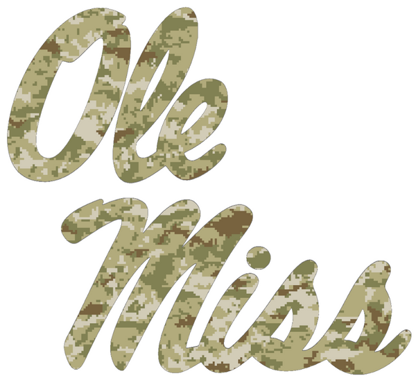 Ole Miss Mississippi Rebels Team Logo Salute to Service Camouflage Camo Vinyl Decal PICK SIZE
