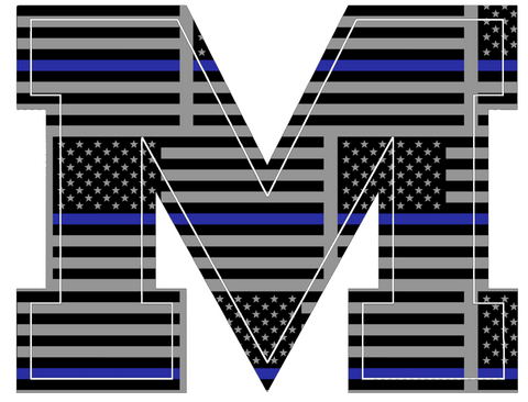 Ole Miss Mississippi Rebels M Logo Thin Blue Line American Flag Premium DieCut Vinyl Decal PICK SIZE