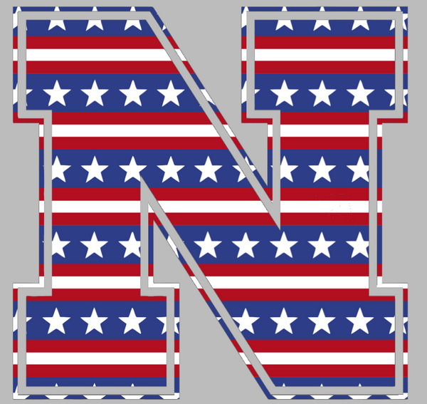 Nebraska Cornhuskers Team Logo Stars & Stripes USA American Flag Vinyl Decal PICK SIZE