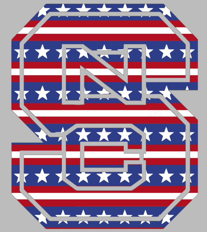 North Carolina NC State Wolfpack Team Logo Stars & Stripes USA American Flag Vinyl Decal PICK SIZE