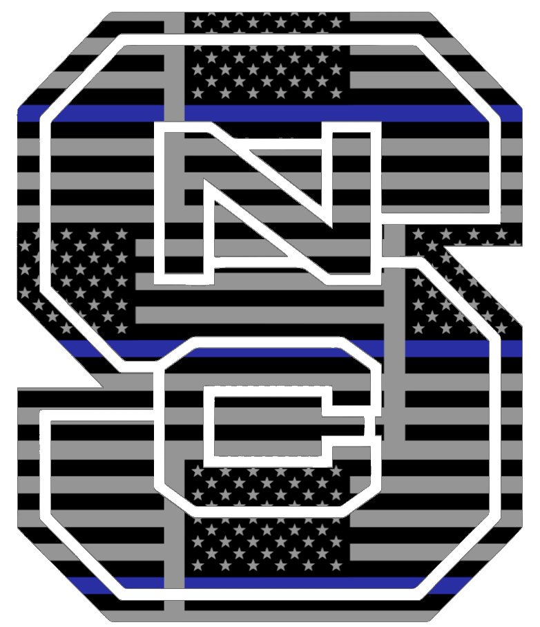 North Carolina NC State Wolfpack Team Logo Thin Blue Line American Flag Premium DieCut Vinyl Decal PICK SIZE