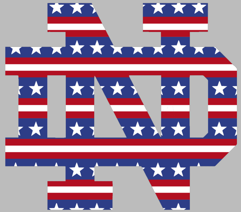 Notre Dame Fighting Irish Team Logo Stars & Stripes USA American Flag Vinyl Decal PICK SIZE