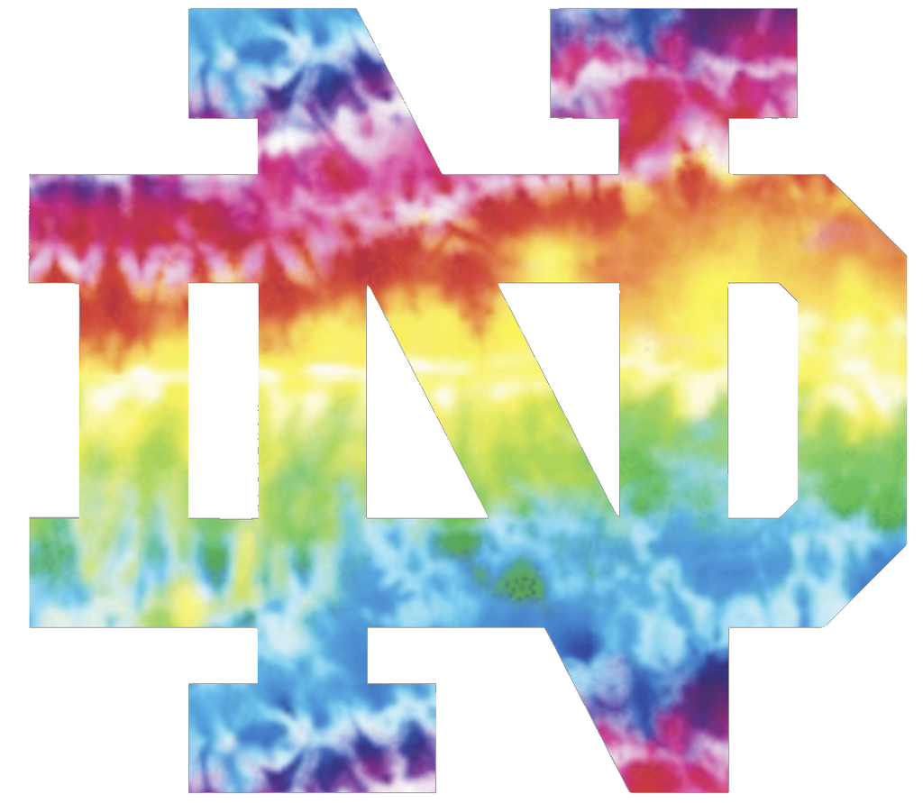 Notre Dame Fighting Irish Team Logo Crucial Catch Cancer Tie Dye Vinyl Decal PICK SIZE